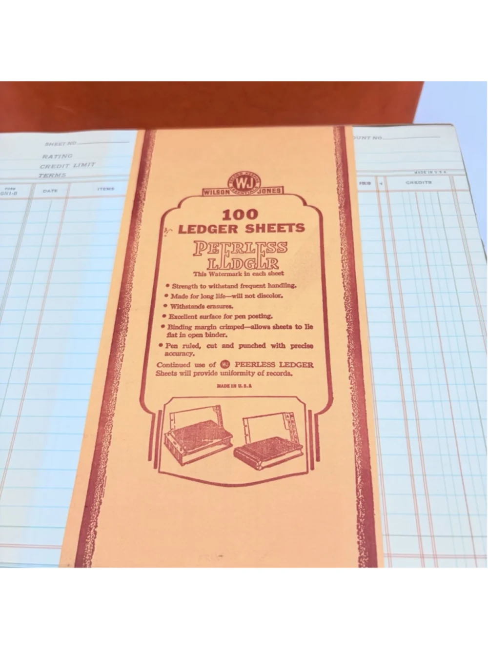 Vintage WILSON JONES Peerless LEDGER Sheets NOS 500 Ct Boxed Stationery